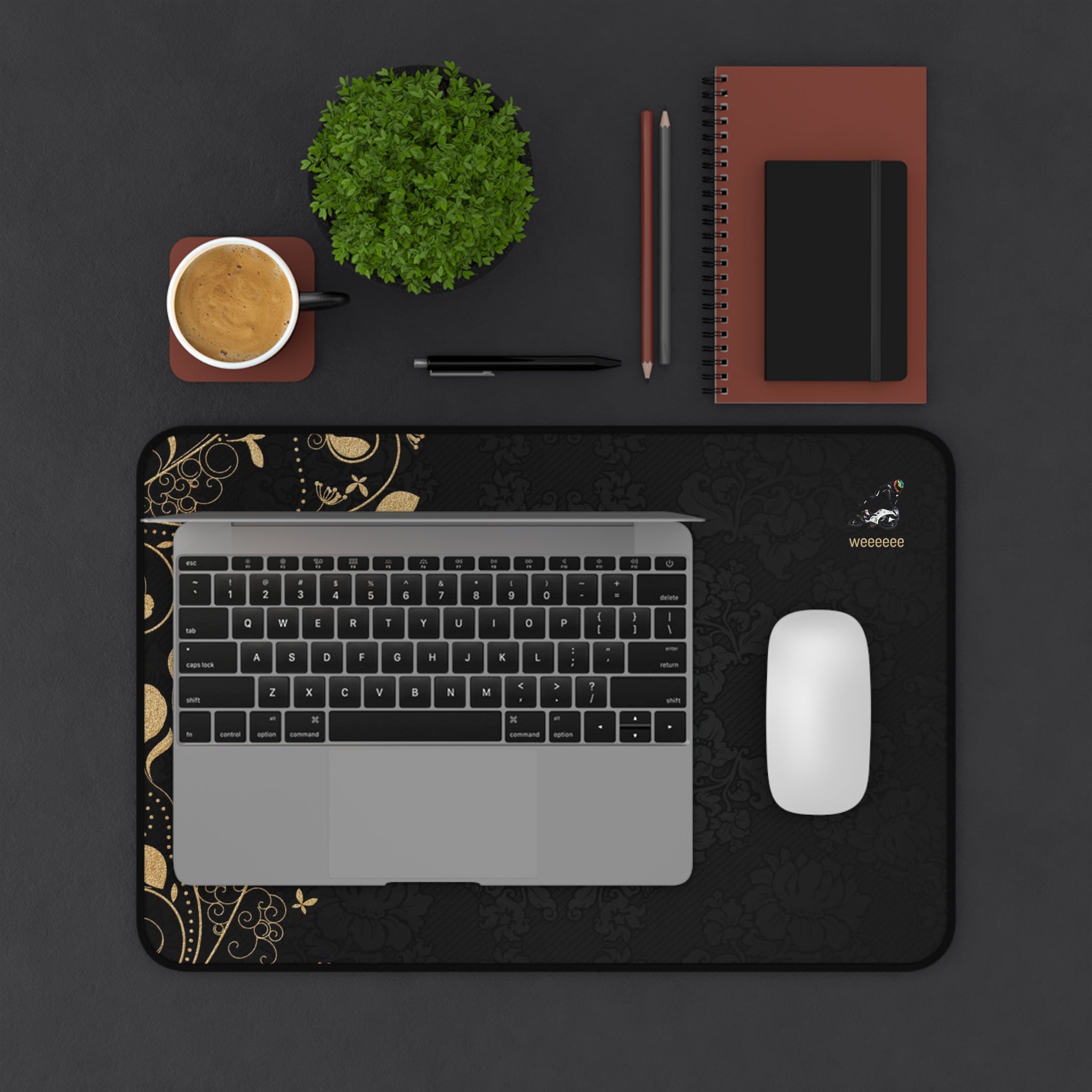 "Weeeeeee" Black and Gold Desk Mat